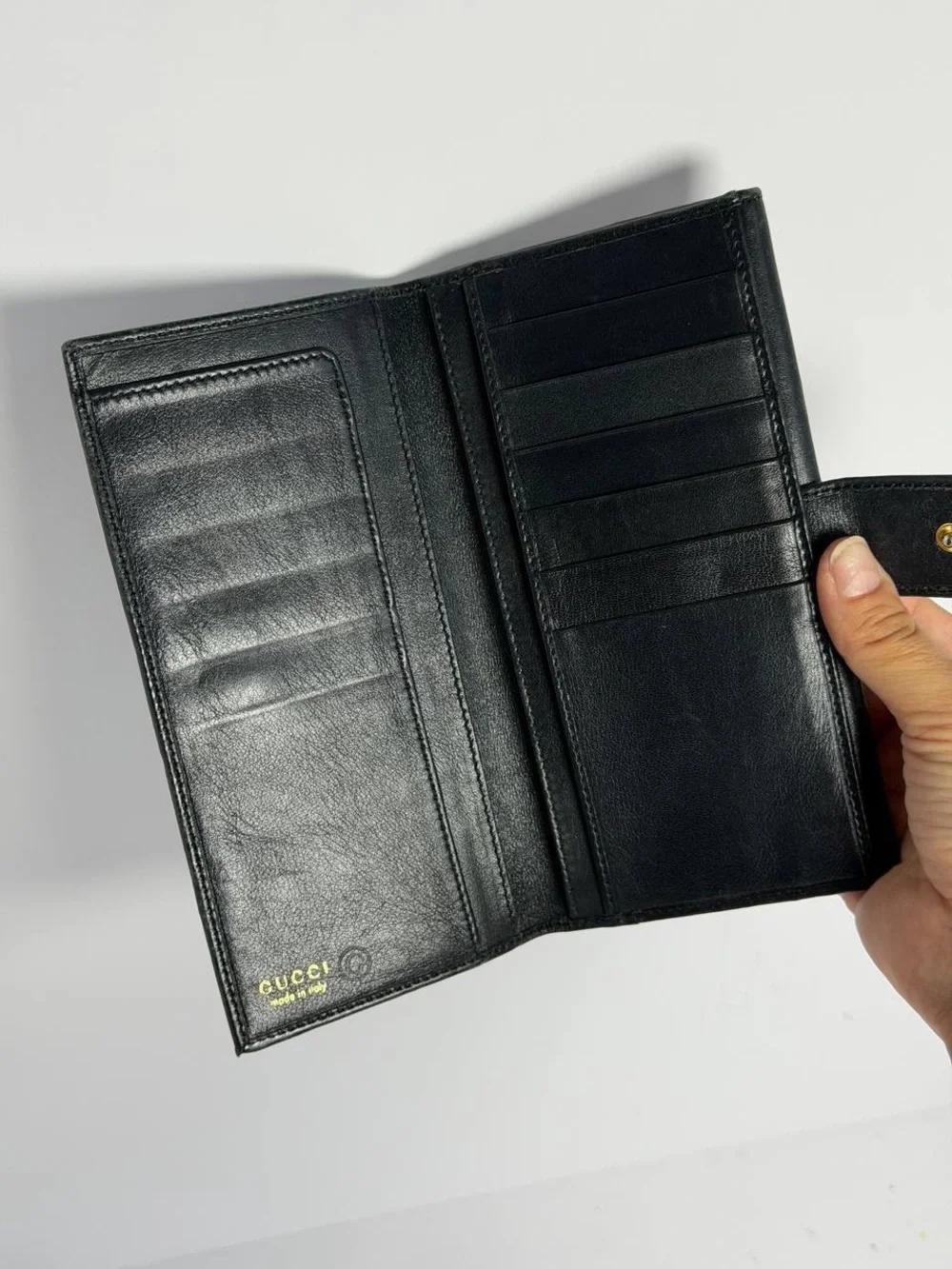 Vintage Gucci Bamboo Detail Black Smooth Leather Long Wallet - Picture 14 of 16